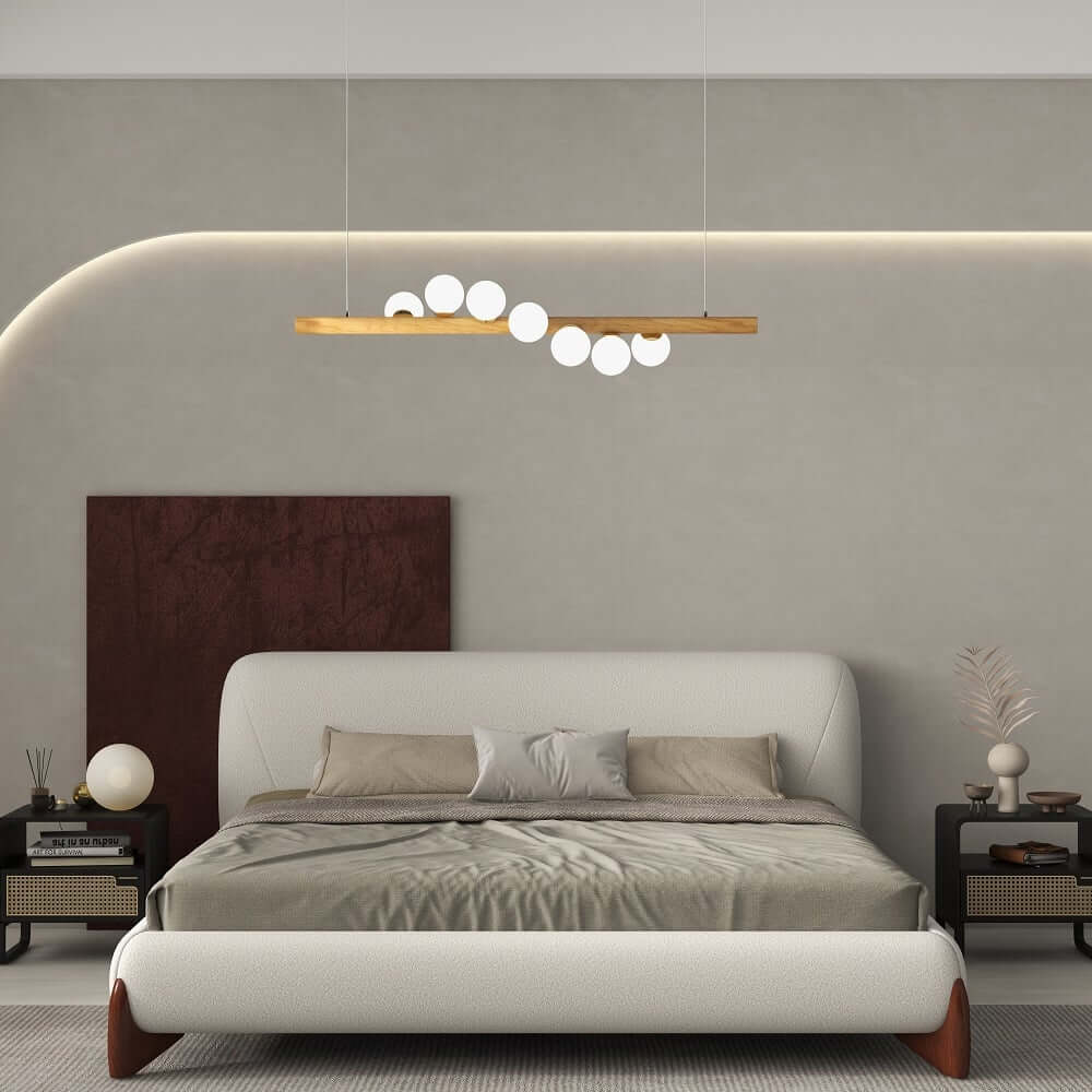 Modern Gold Metal and Glass 7-Light Adjustable Height Ceiling Fixture