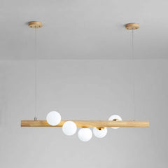 Modern Gold Metal and Glass 7-Light Adjustable Height Ceiling Fixture