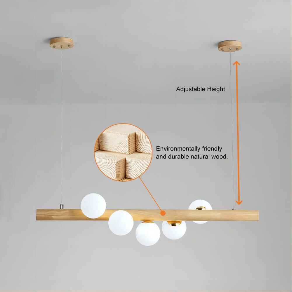 Modern Gold Metal and Glass 7-Light Adjustable Height Ceiling Fixture