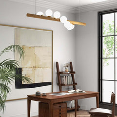 Modern Gold Metal and Glass 7-Light Adjustable Height Ceiling Fixture