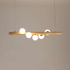 Modern Gold Metal and Glass 7-Light Adjustable Height Ceiling Fixture