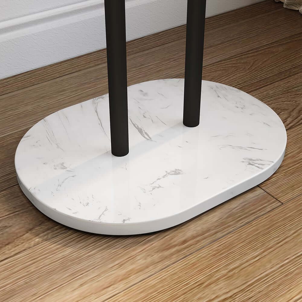 Modern Gold Metal Coat Rack with Faux Marble Base and 7 Hooks