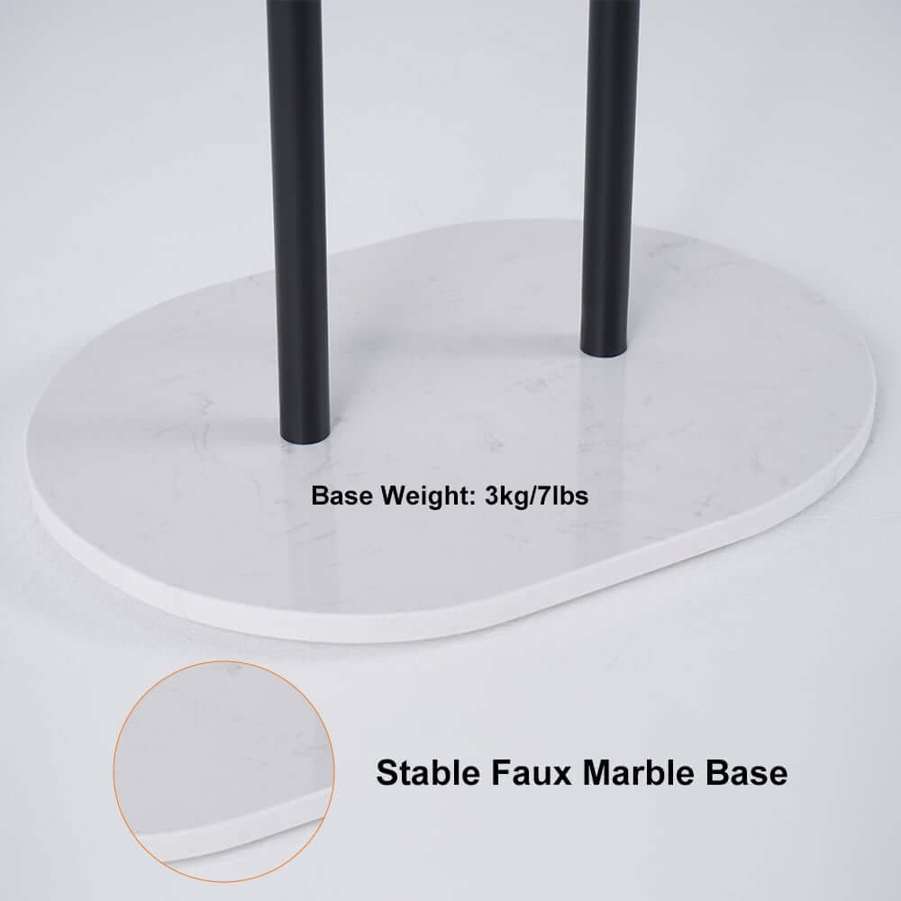 Modern Gold Metal Coat Rack with Faux Marble Base and 7 Hooks