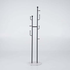 Modern Gold Metal Coat Rack with Faux Marble Base and 7 Hooks