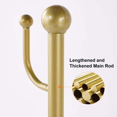 Modern Gold Metal Coat Rack with Faux Marble Base and 7 Hooks