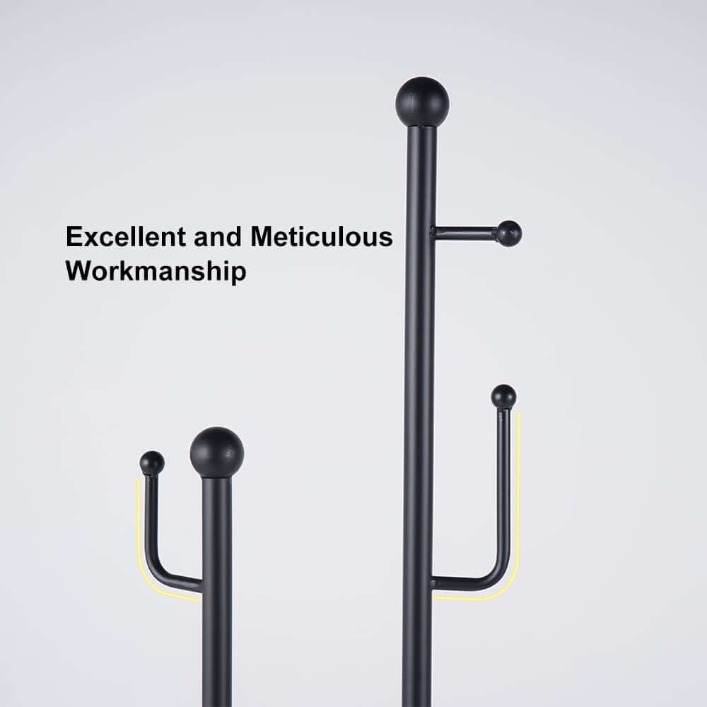 Modern Gold Metal Coat Rack with Faux Marble Base and 7 Hooks