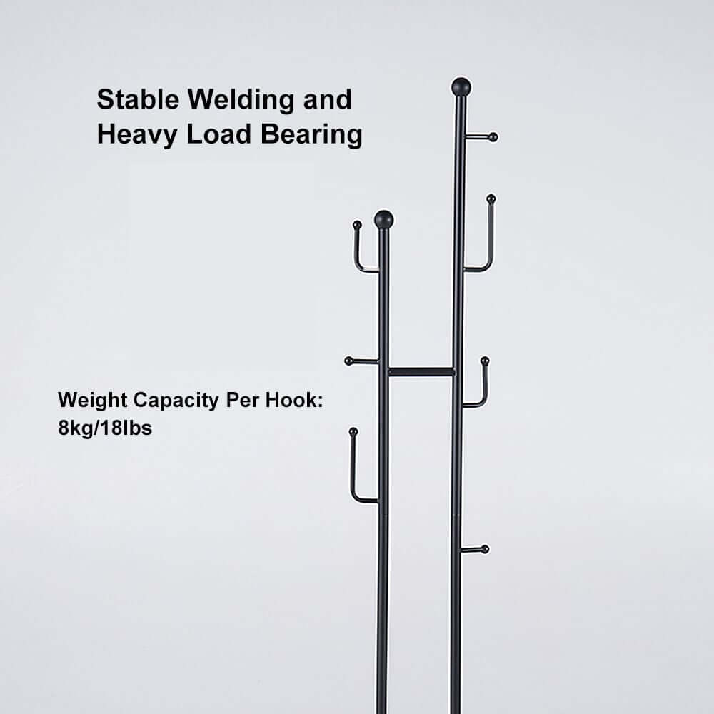 Modern Gold Metal Coat Rack with Faux Marble Base and 7 Hooks