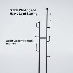 Modern Gold Metal Coat Rack with Faux Marble Base and 7 Hooks