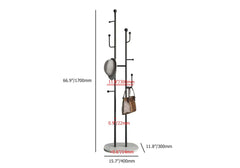 Modern Gold Metal Coat Rack with Faux Marble Base and 7 Hooks Dimensions