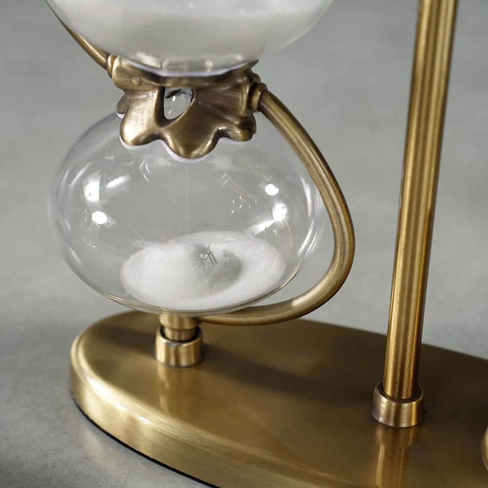 Modern Gold Metal Desk Timer Hourglass with Pen Holder
