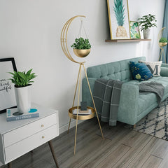 Modern Gold Metal Etagere Plant Stand with Round Tiered Design