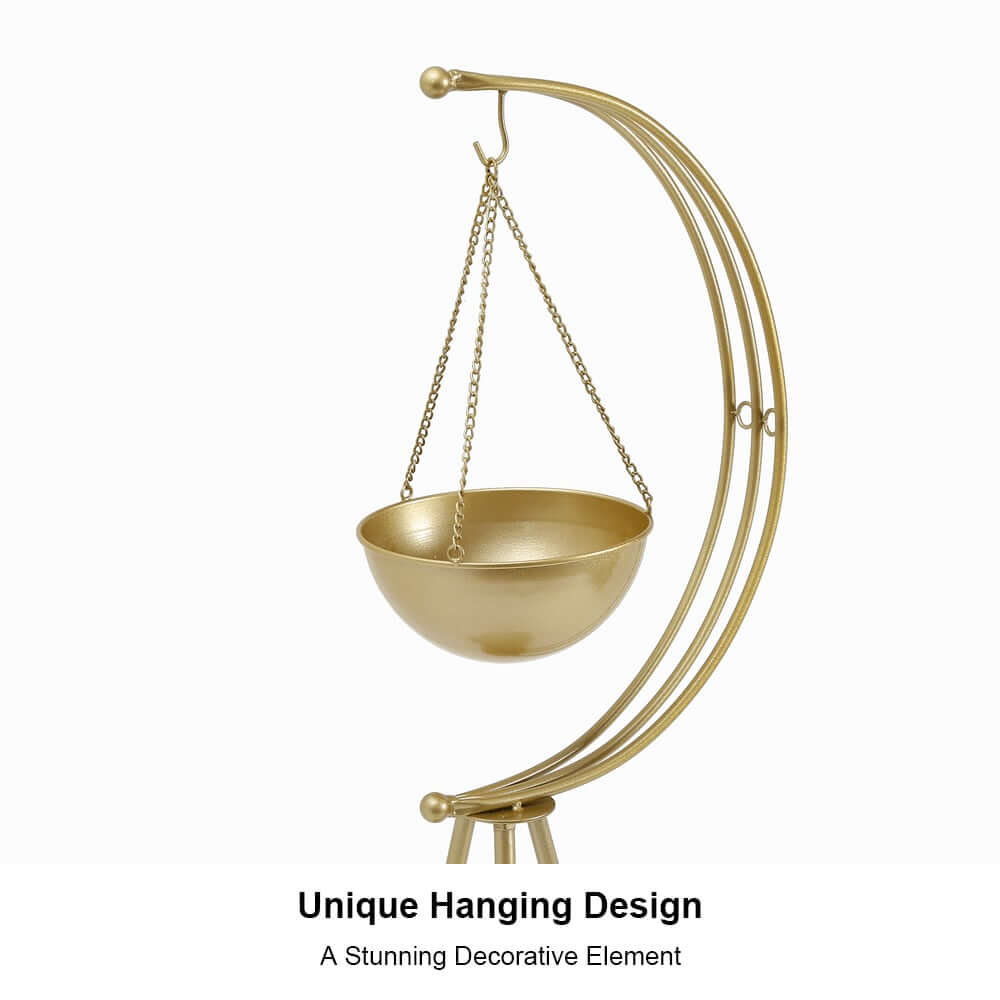 Modern Gold Metal Etagere Plant Stand with Round Tiered Design