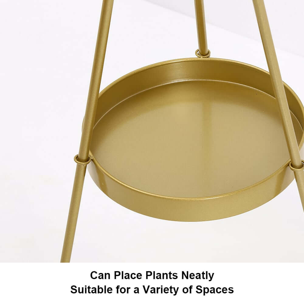 Modern Gold Metal Etagere Plant Stand with Round Tiered Design