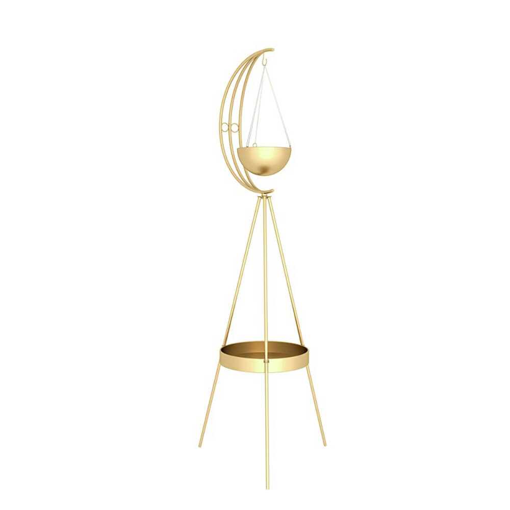 Modern Gold Metal Etagere Plant Stand with Round Tiered Design