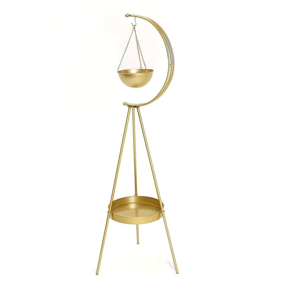 Modern Gold Metal Etagere Plant Stand with Round Tiered Design