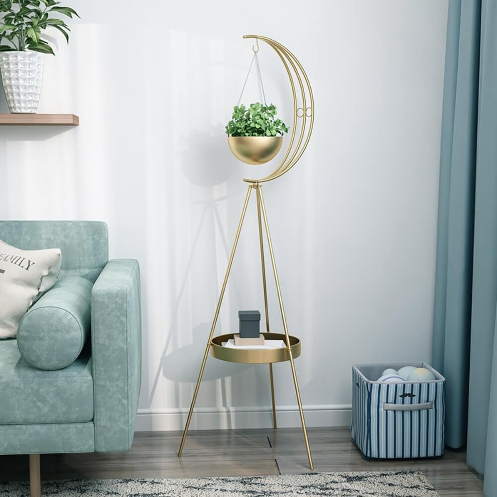 Modern Gold Metal Etagere Plant Stand with Round Tiered Design Main Product Image