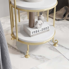 Modern Gold Metal Etagere with Solid Wood Shelves - 3-Tier Ladder Shelf