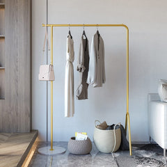 Modern Gold Metal Garment Rack with Marble Base