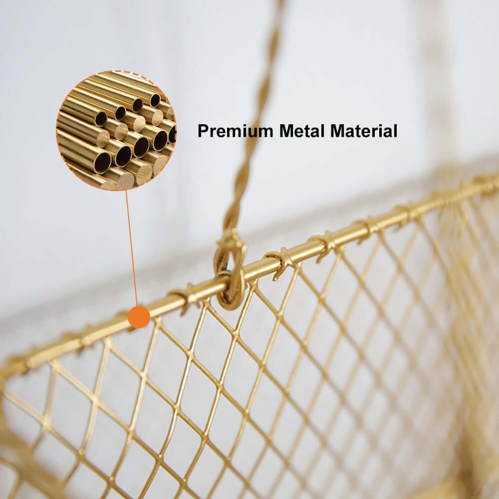 Modern Gold Metal Magazine Rack with Handle for Stylish Organization