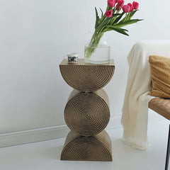 Modern Gold Metal Pedestal Side Table With Sculptural Design