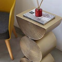 Modern Gold Metal Pedestal Side Table With Sculptural Design