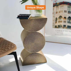 Modern Gold Metal Pedestal Side Table With Sculptural Design