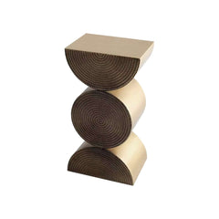 Modern Gold Metal Pedestal Side Table With Sculptural Design