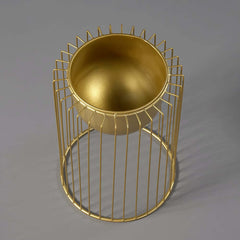 Modern Gold Metal Plant Stand with Pedestal Design