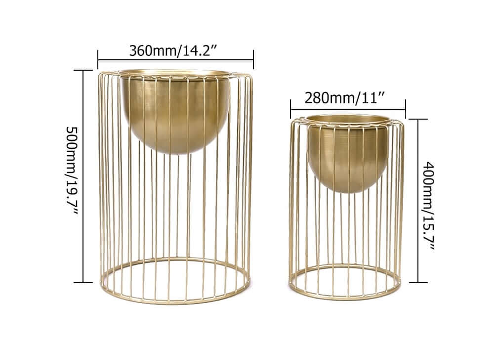 Modern Gold Metal Plant Stand with Pedestal Design Dimensions