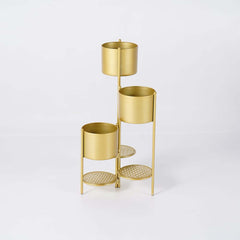 Modern Gold Metal Round Plant Stand with 3-Tier Design