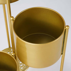 Modern Gold Metal Round Plant Stand with 3-Tier Design