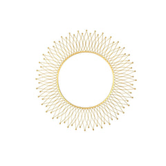Modern Gold Metal Round Wall Mirror with Geometric Sunburst Design