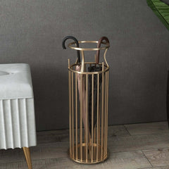 Modern Gold Metal Umbrella Stand with Marble Pillar Design