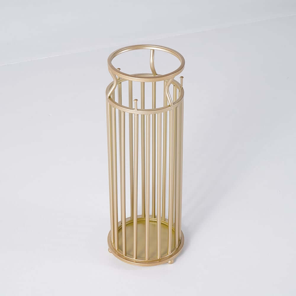 Modern Gold Metal Umbrella Stand with Marble Pillar Design