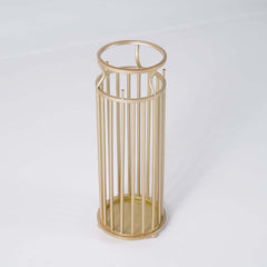 Modern Gold Metal Umbrella Stand with Marble Pillar Design