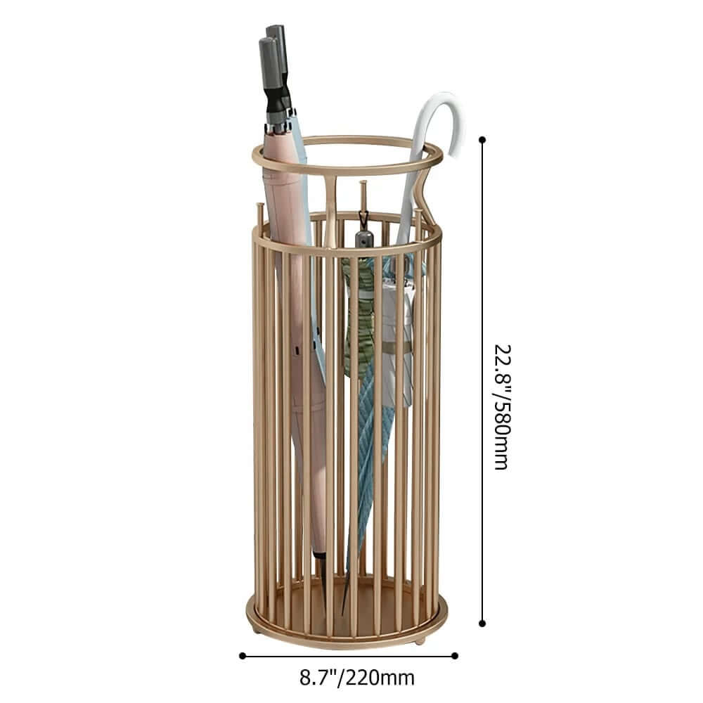 Modern Gold Metal Umbrella Stand with Marble Pillar Design