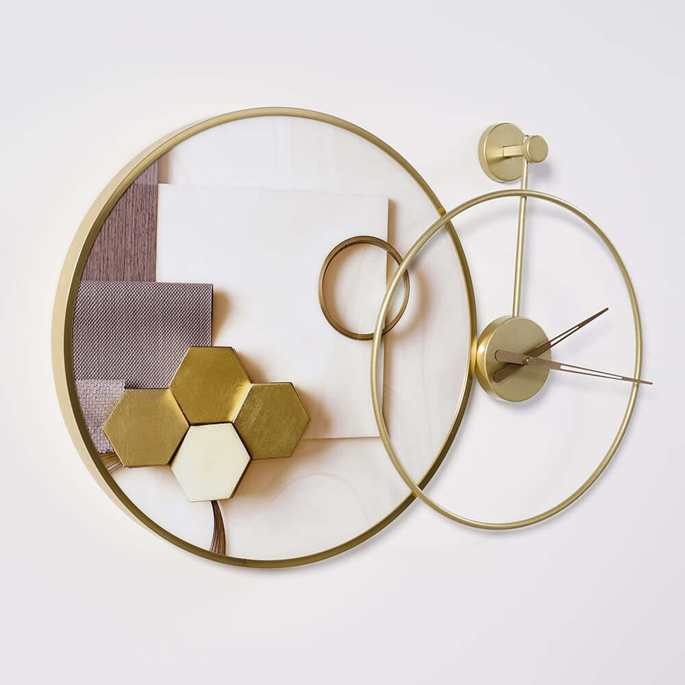 Modern Gold Metal Wall Clock with Artistic Round Design