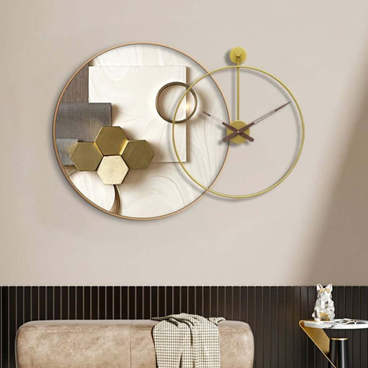 Modern Gold Metal Wall Clock with Artistic Round Design