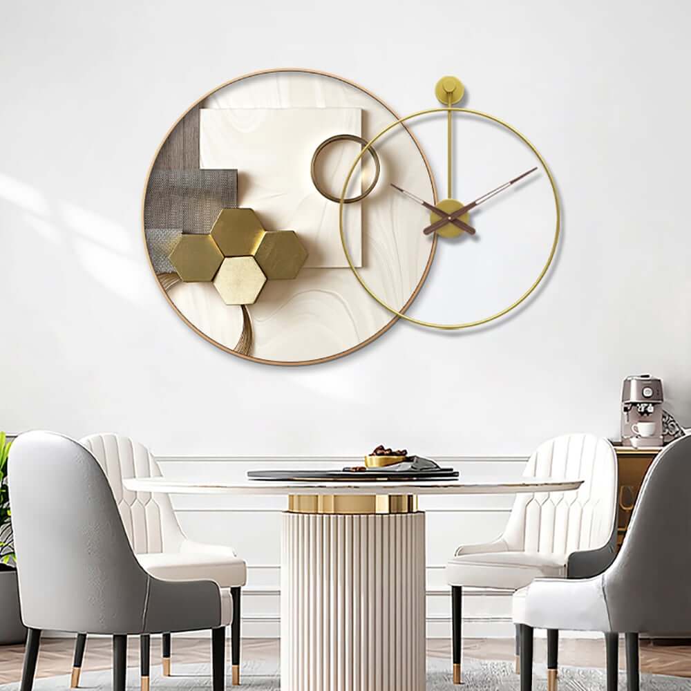 Modern Gold Metal Wall Clock with Artistic Round Design
