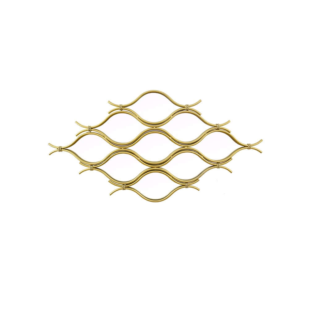 Modern Gold Metal Wall Mirror with Irregular Wave Frame Design