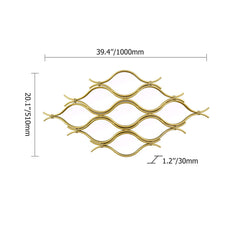 Modern Gold Metal Wall Mirror with Irregular Wave Frame Design Dimensions