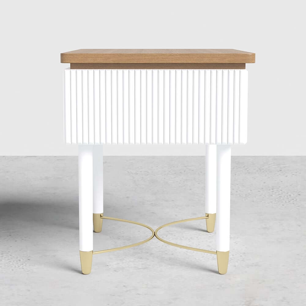 Modern Gold Rectangular Nightstand With Drawer