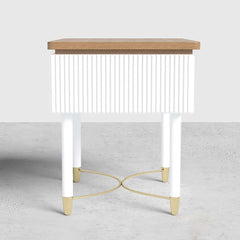 Modern Gold Rectangular Nightstand With Drawer
