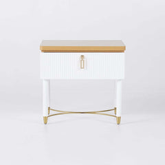 Modern Gold Rectangular Nightstand With Drawer