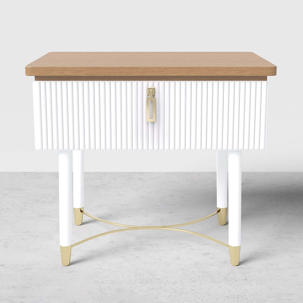 Modern Gold Rectangular Nightstand With Drawer