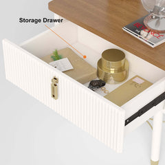 Modern Gold Rectangular Nightstand With Drawer