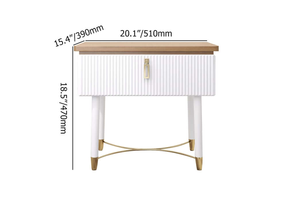 Modern Gold Rectangular Nightstand With Drawer Dimensions