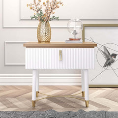 Modern Gold Rectangular Nightstand With Drawer Main Product Image