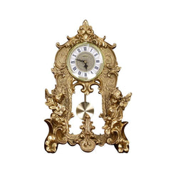 Modern Gold Resin Mantel & Tabletop Clock with Silent Operation
