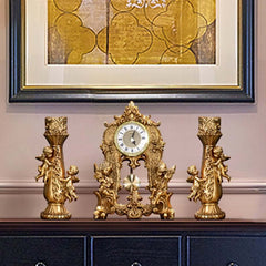 Modern Gold Resin Mantel & Tabletop Clock with Silent Operation